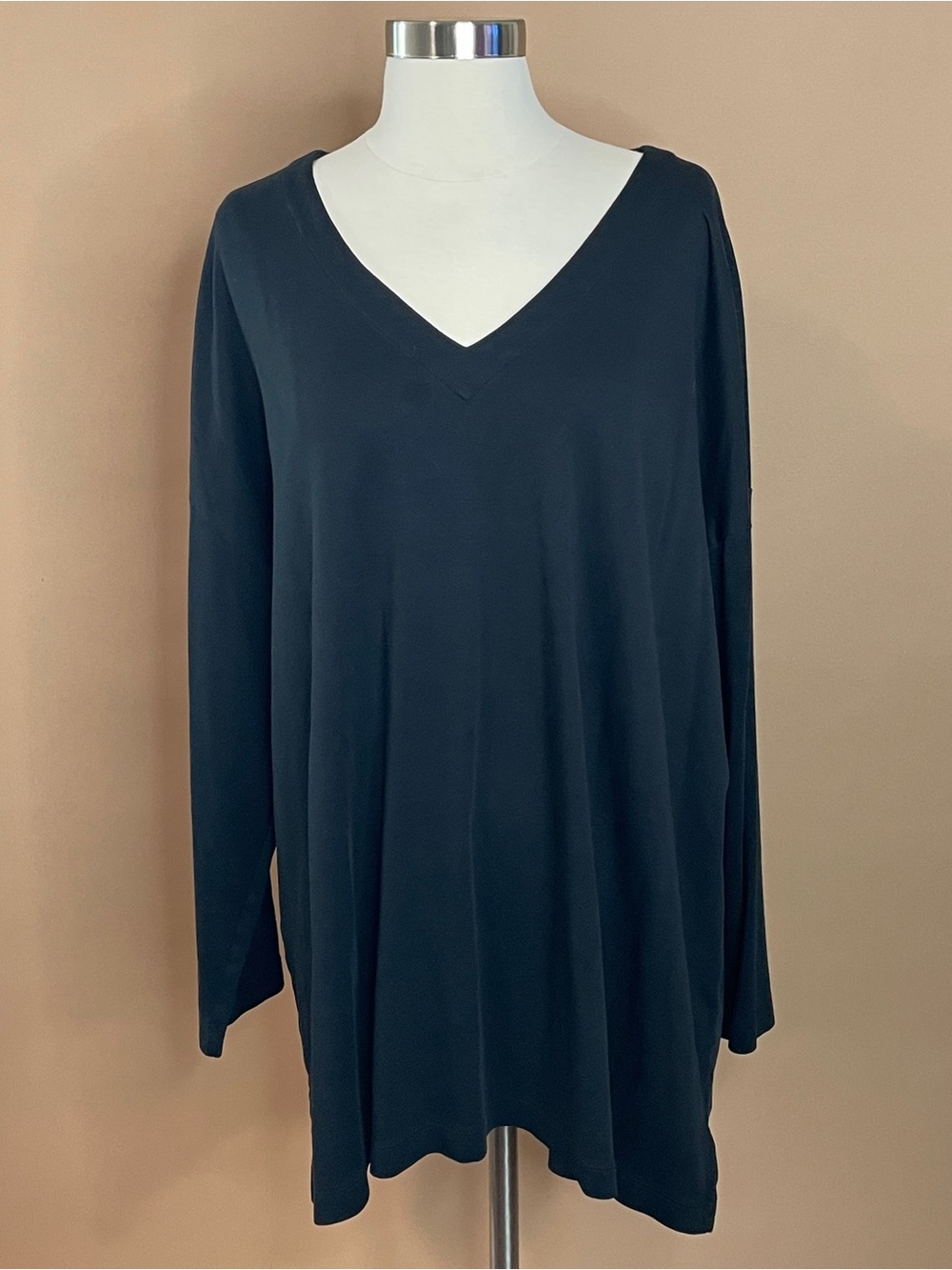 J. Jill Black Tunic Top 3x Plus V-Neck Long Sleeve Stretch